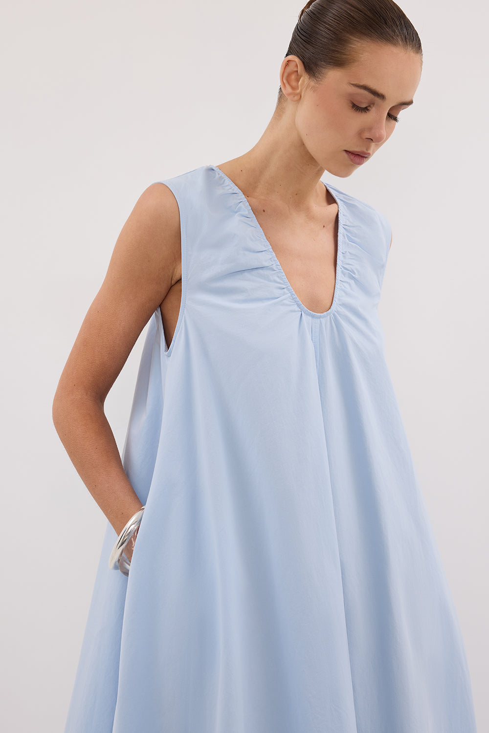 GABBY CORNFLOWER OVERSIZED COTTON MIDI DRESS