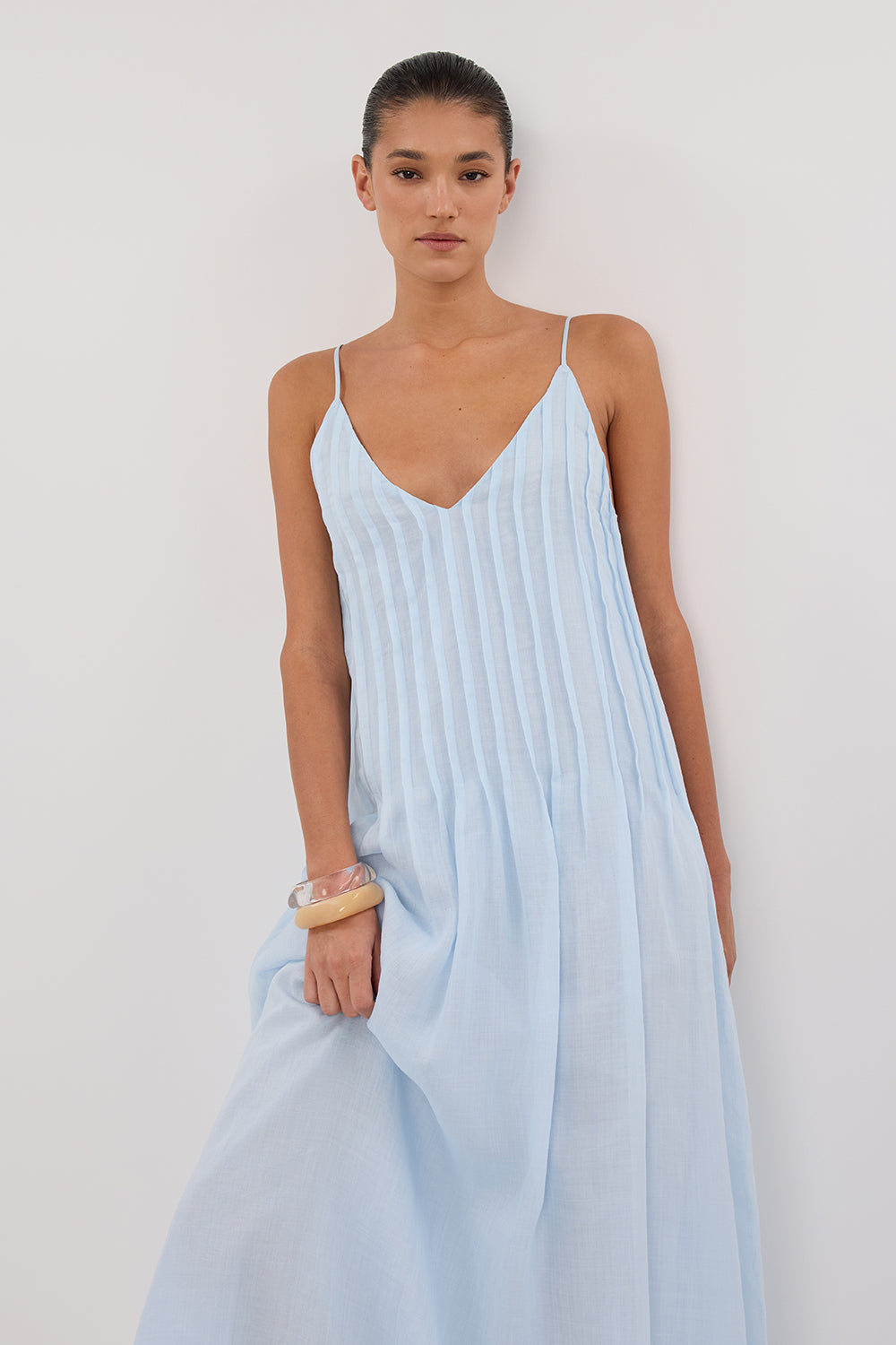 TAHLIA CORNFLOWER RAMIE MAXI DRESS