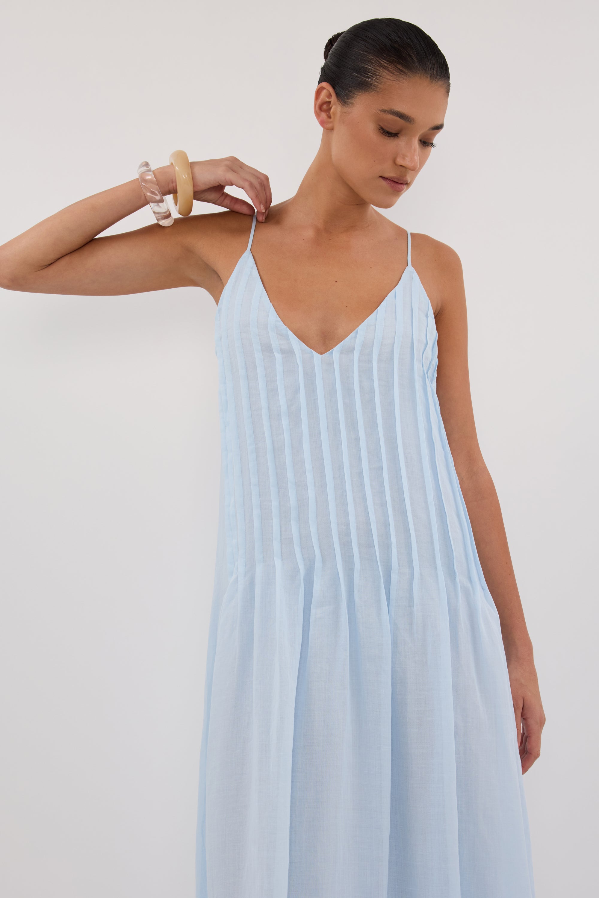 TAHLIA CORNFLOWER RAMIE MAXI DRESS