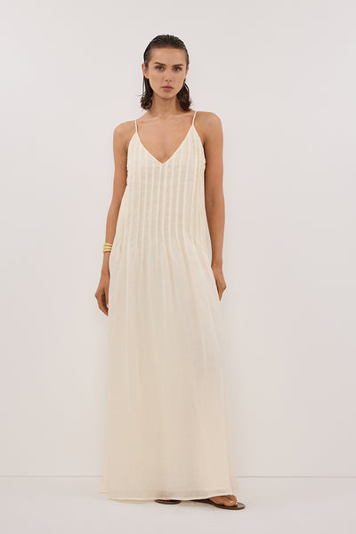 Stas wearing TAHLIA STRAW RAMIE MAXI DRESS