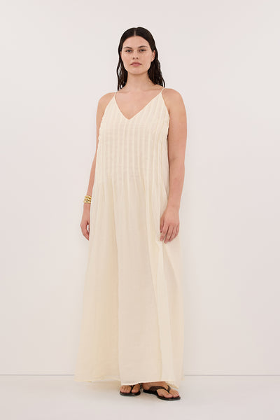 Jasmine wearing TAHLIA STRAW RAMIE MAXI DRESS
