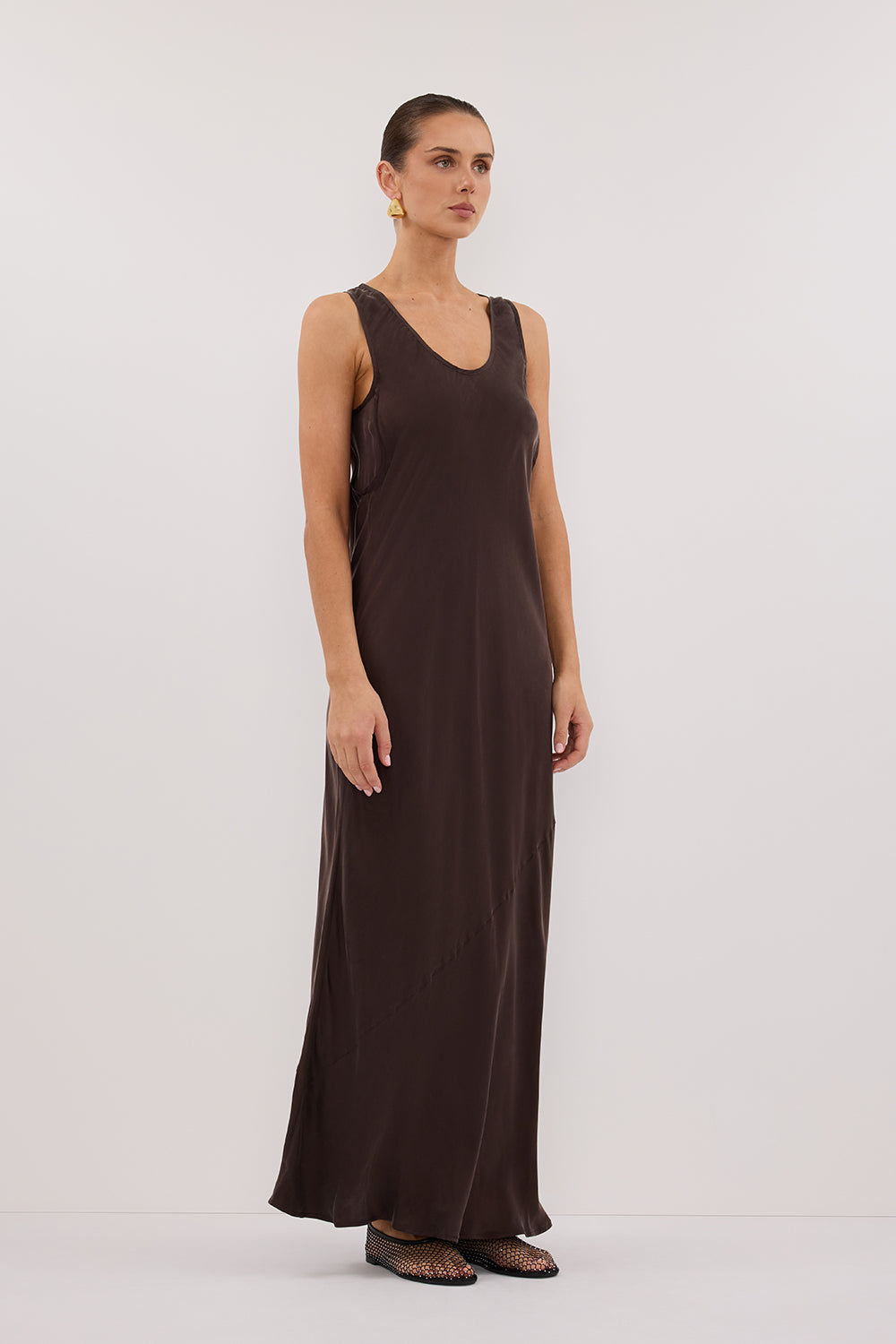 Darcy Silk Maxi Dress in Bitter Chocolate By DISSH Darcy Silk Maxi Dress in Bitter Chocolate By DISSH