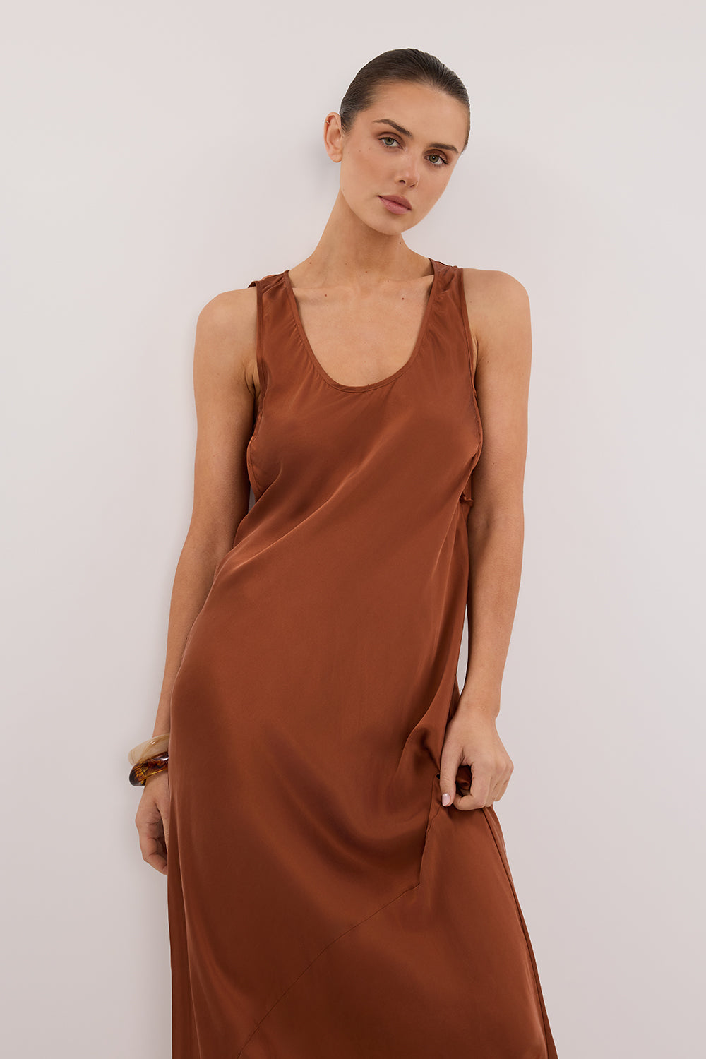 dissh dress Darcy Silk Maxi Dress in Rust By DISSH