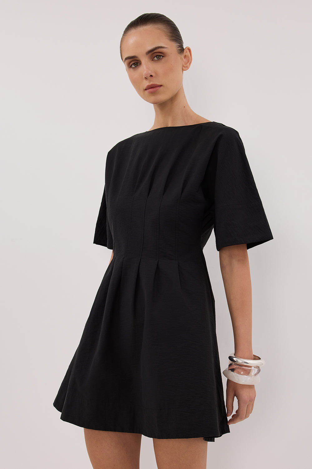 daphne black sleeved mini dress Daphne Merino Wool Ribbed Dress main image 0