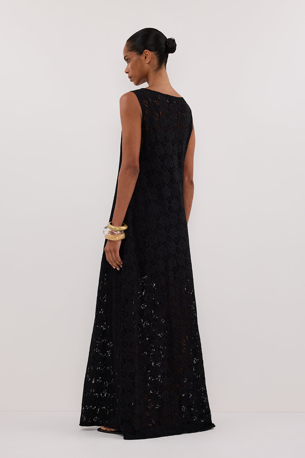 LOULA BLACK LACE MIDI DRESS