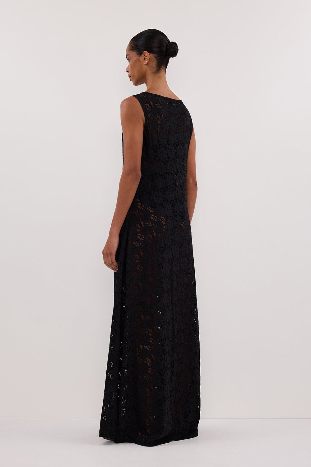 LOULA BLACK LACE MIDI DRESS