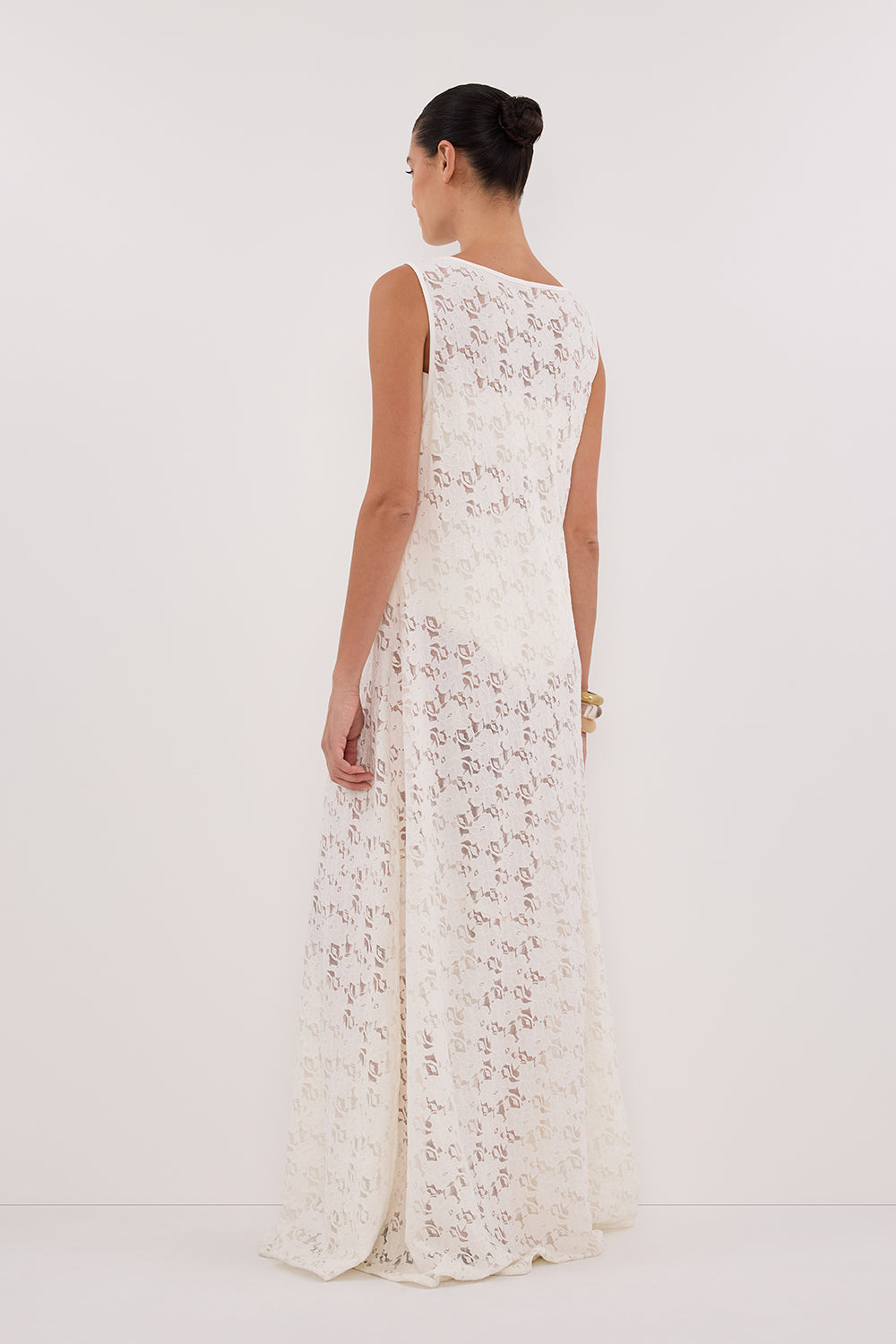 LOULA WHITE LACE MIDI DRESS