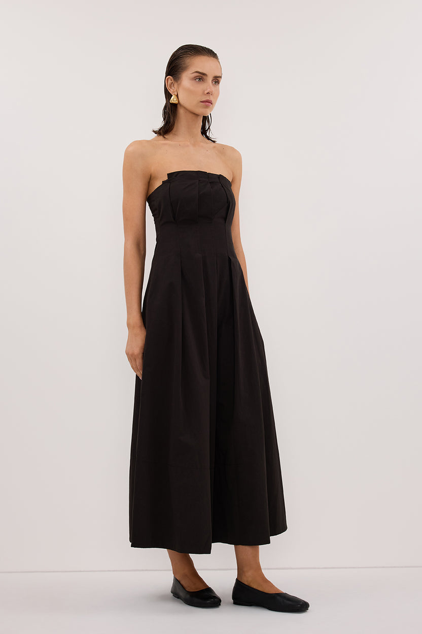 LILLY BLACK COTTON MIDI DRESS – DISSH