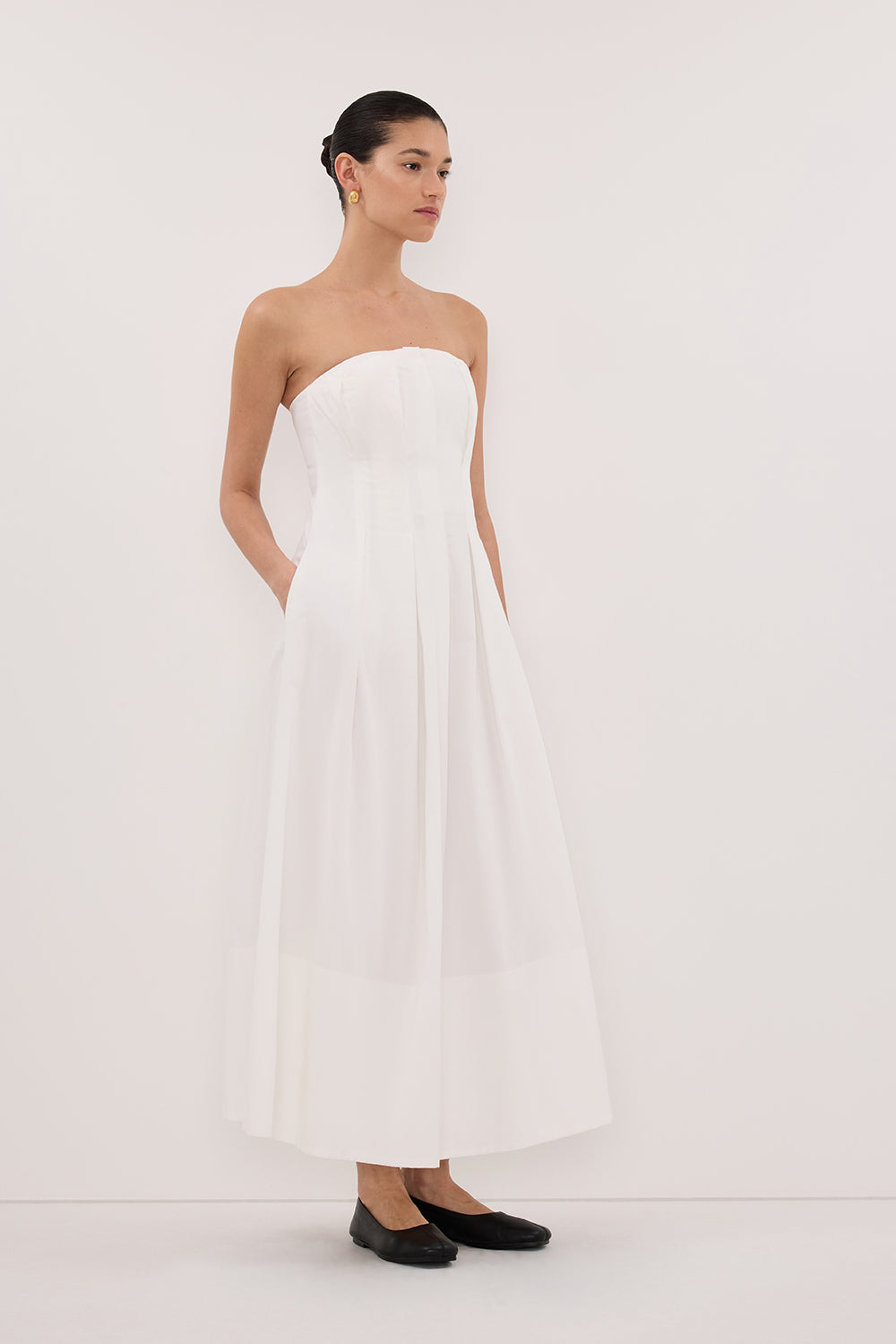 LILLY WHITE COTTON MIDI DRESS DISSH LILLY WHITE COTTON MIDI DRESS DISSH