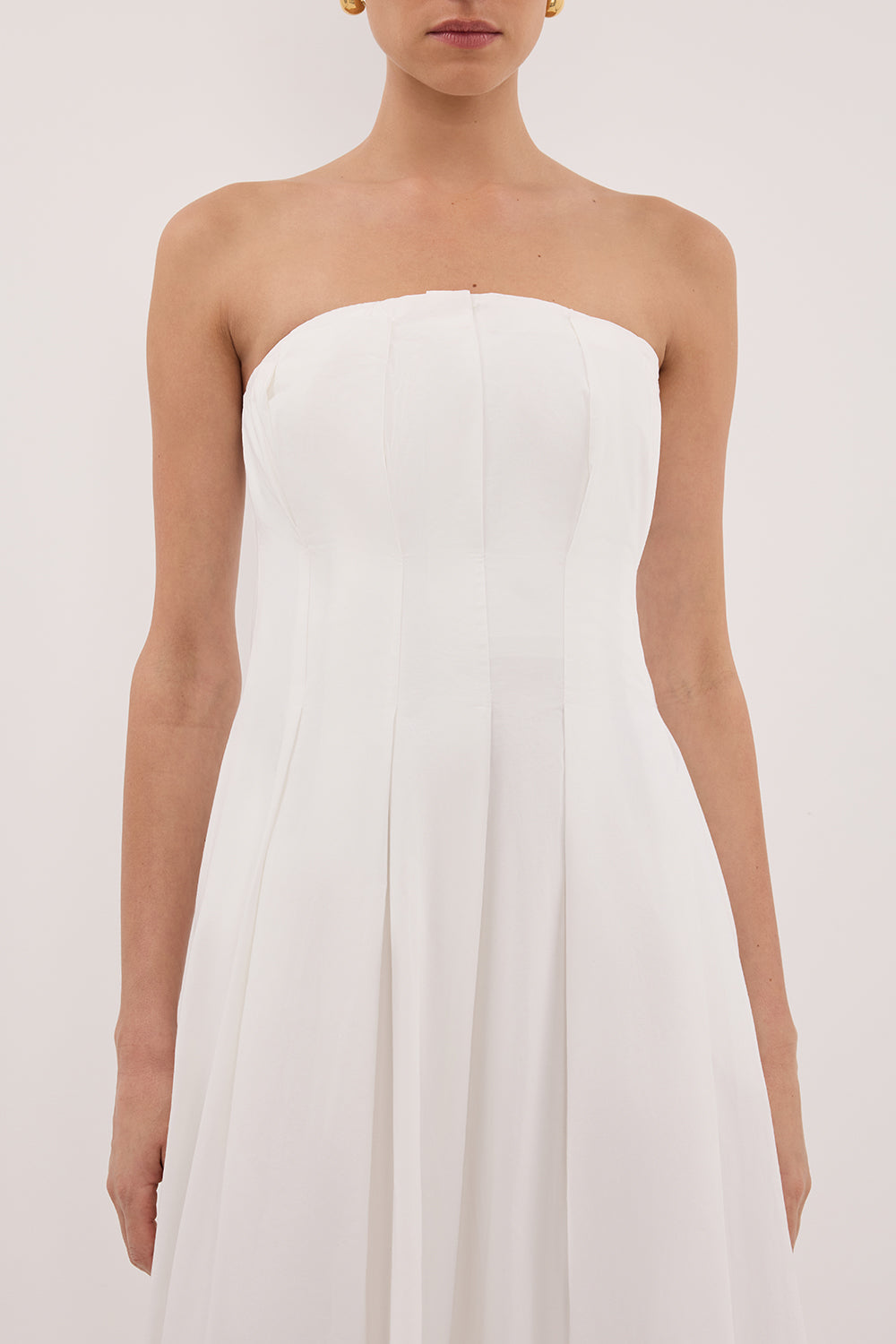 dissh drop waist white dress Alexia Cotton Sleeveless Midi Dress in White By DISSH