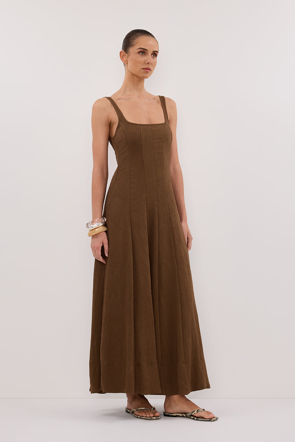 CANNE CHOCOLATE MIDI DRESS