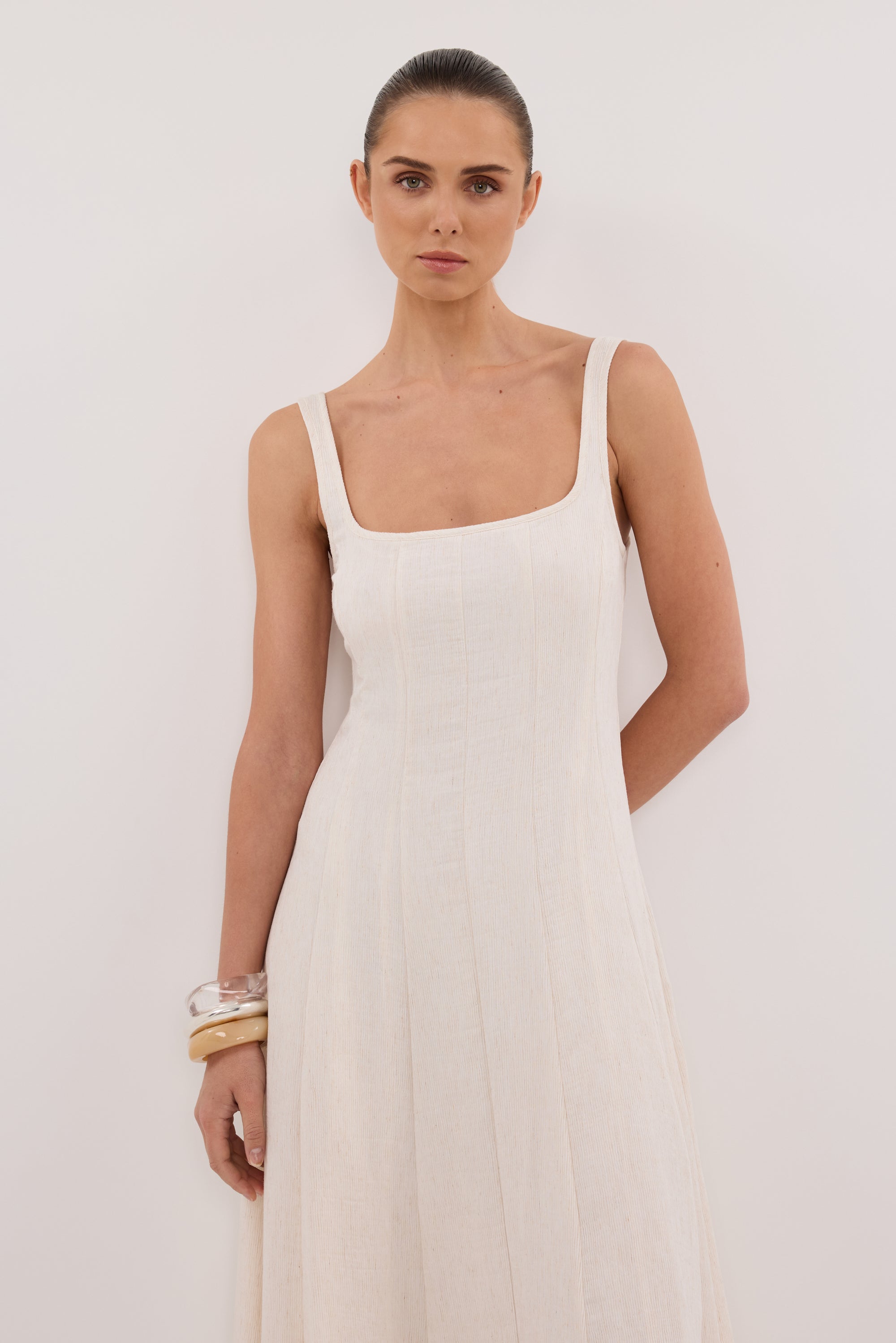 CANNE CREAM MIDI DRESS – DISSH