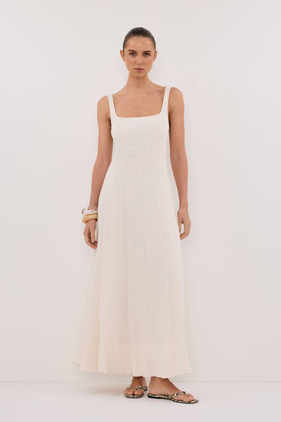 Stas wearing CANNE CREAM MIDI DRESS