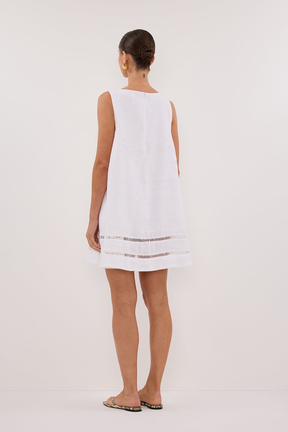 LINDSAY WHITE LINEN MINI DRESS
