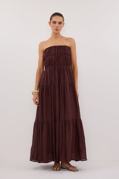 artie cornflower ramie midi dress ARTIE WALNUT RAMIE MIDI DRESS