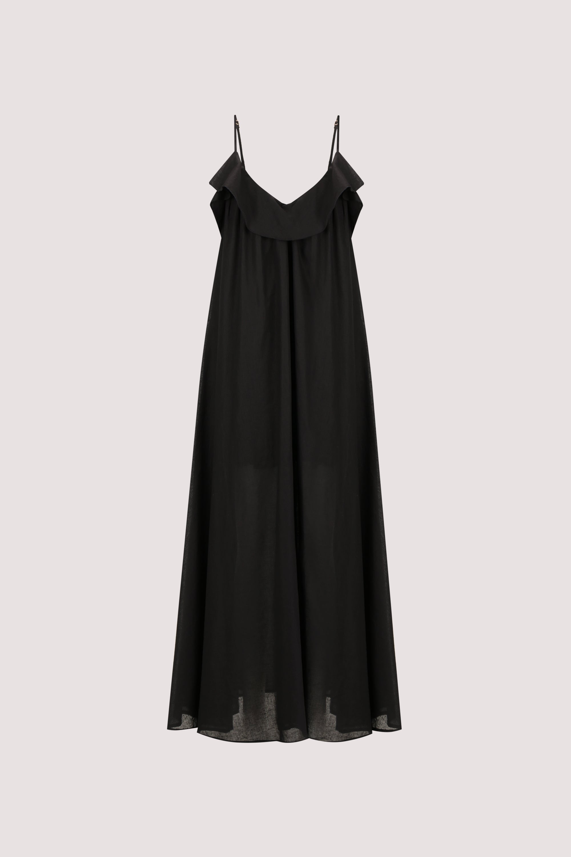 CAPRI BLACK LINEN BLEND MAXI DRESS