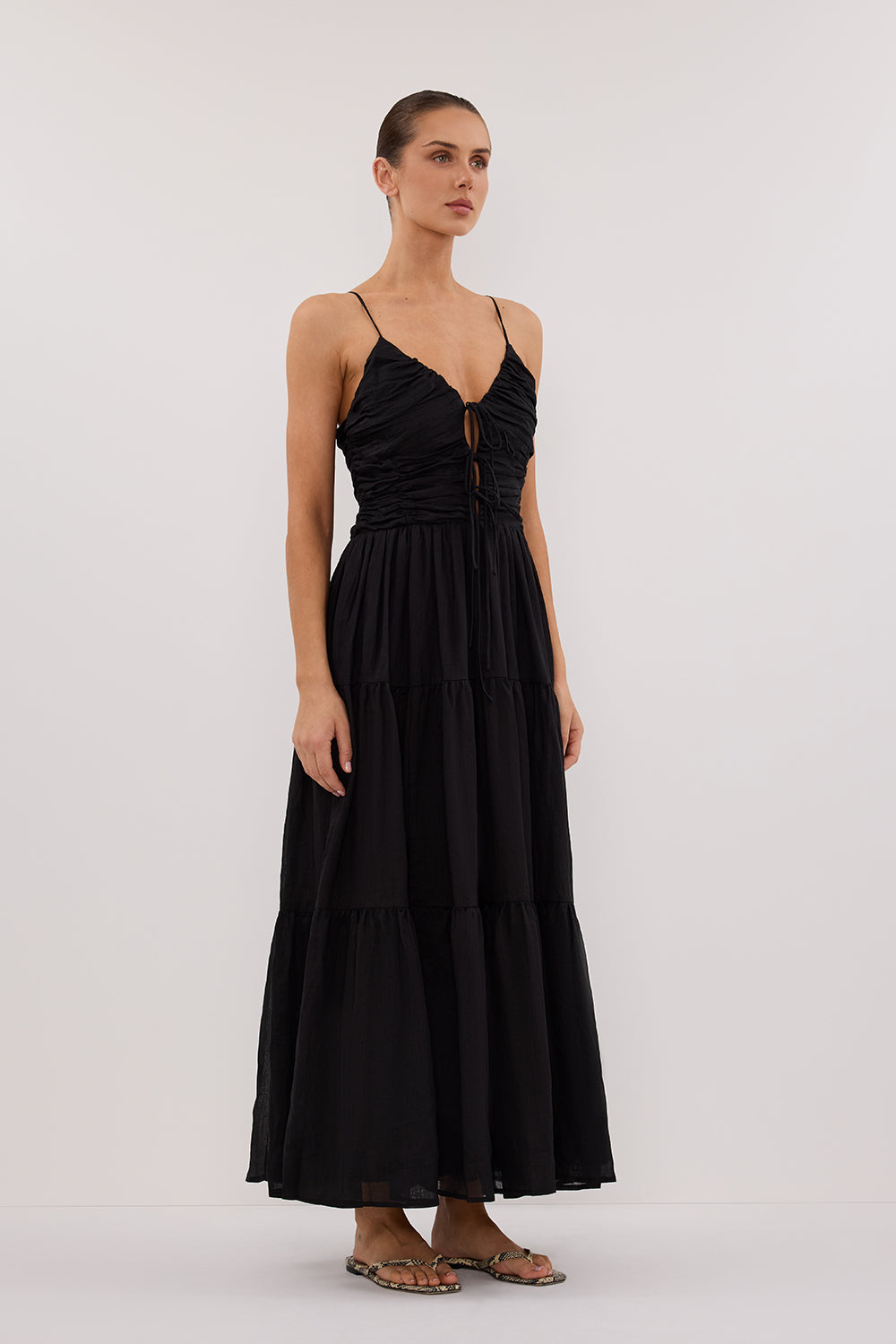 MARNIE BLACK RAMIE MIDI DRESS