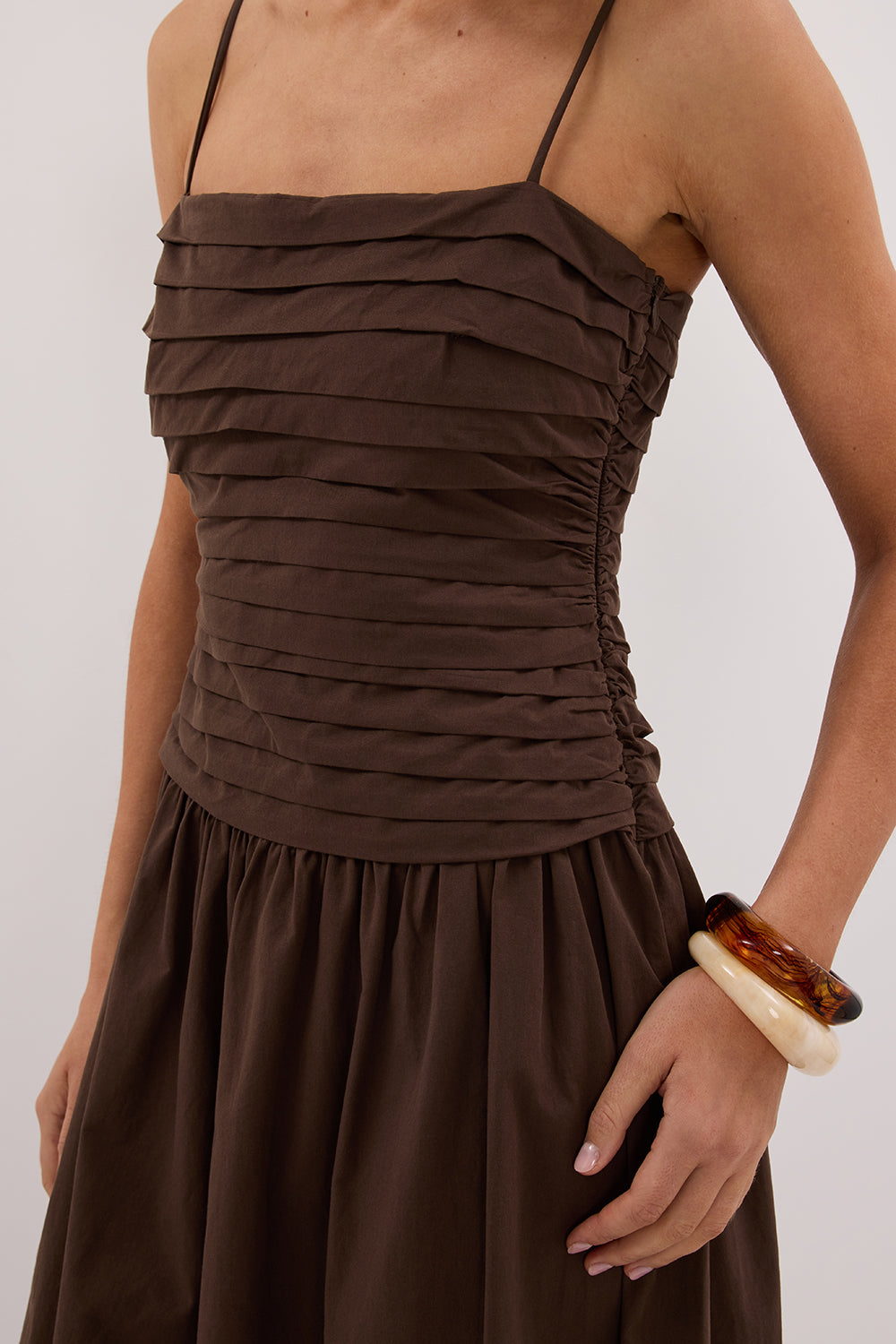 QUINN BITTER CHOC COTTON MIDI DRESS QUINN BITTER CHOC COTTON MIDI DRESS