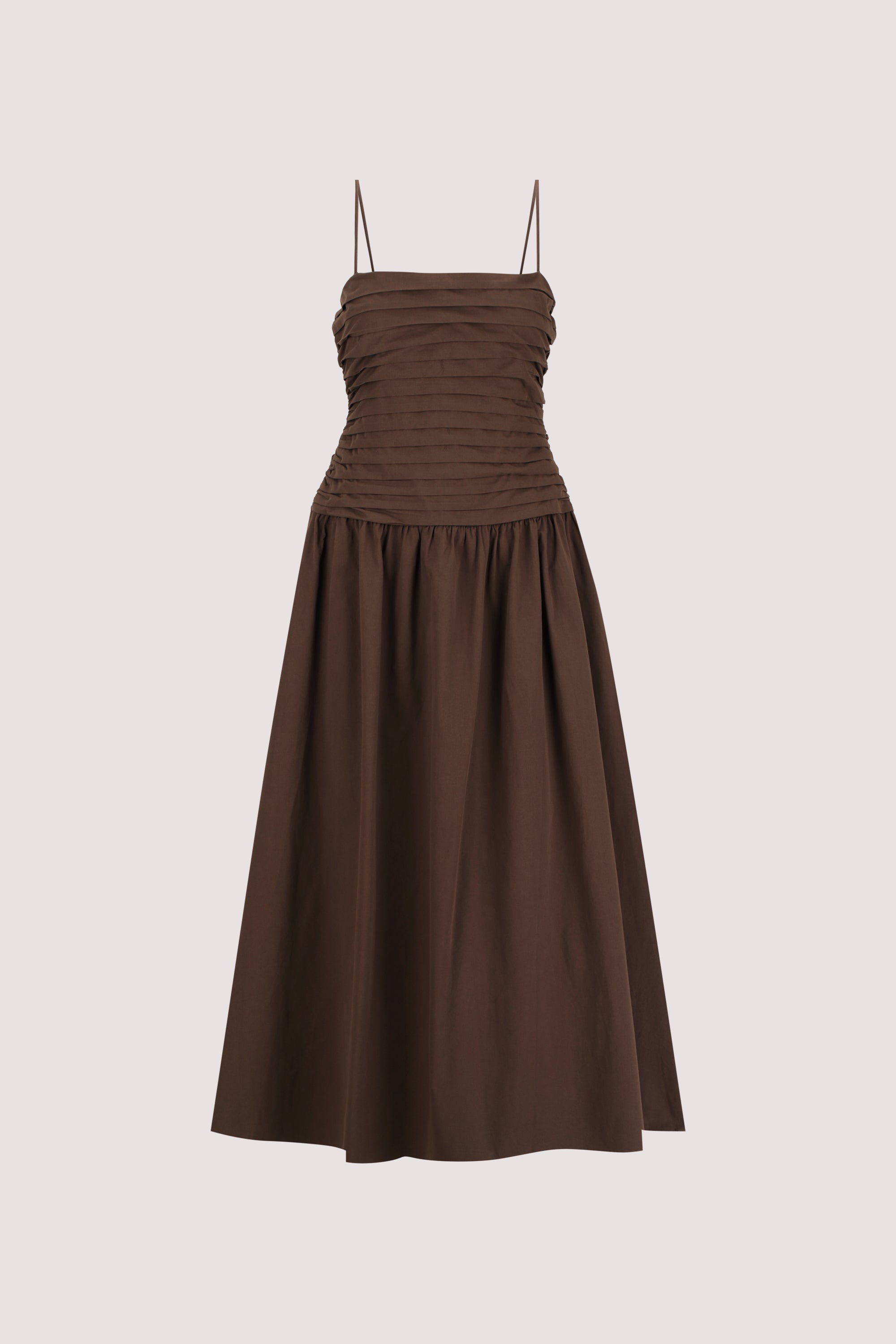 Quinn Cotton Sleeveless Midi Dress in Bitter Chocolate By DISSH