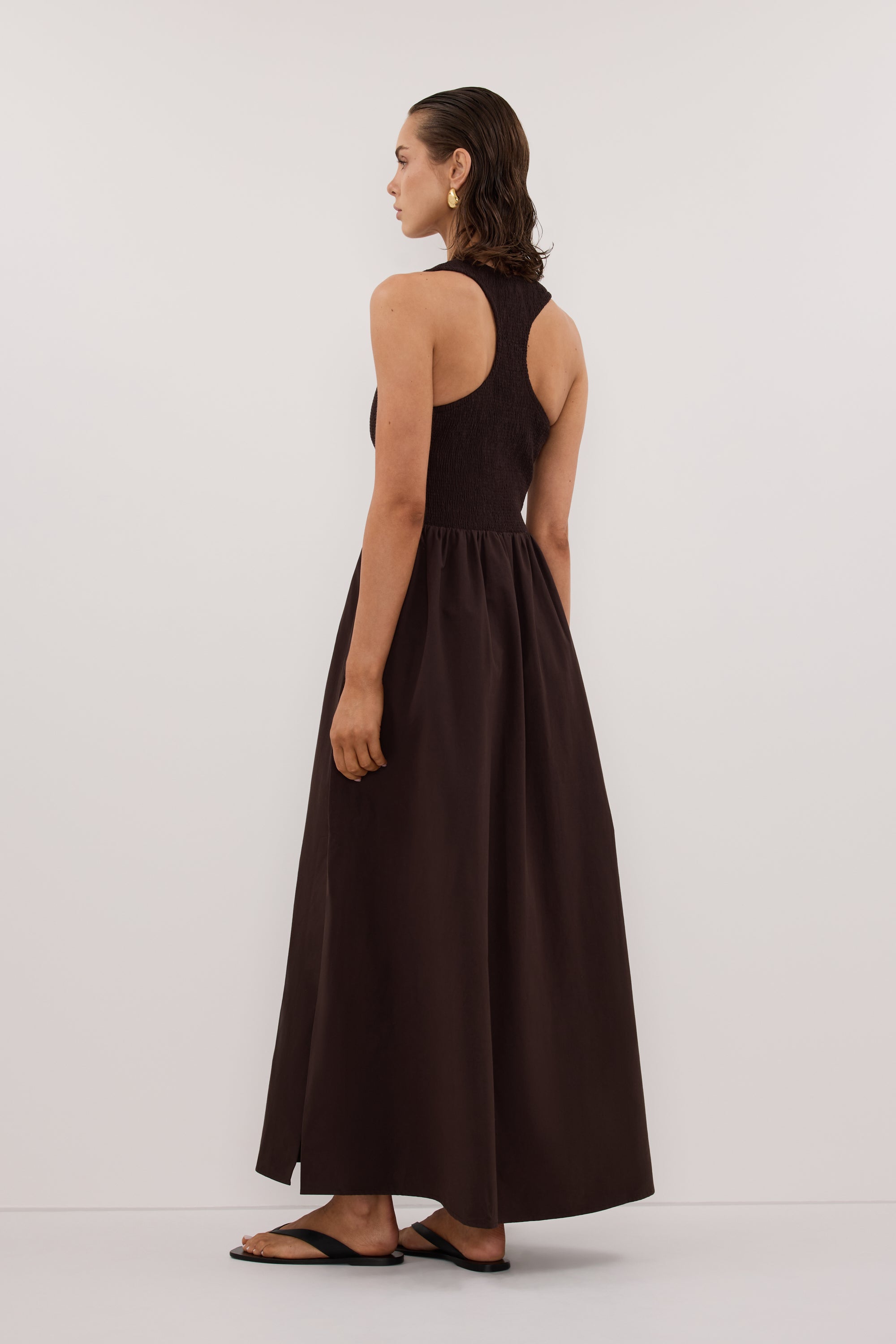 FLORENCE BURNT CHOC COTTON MIDI DISSH FLORENCE BURNT CHOC COTTON MIDI DISSH