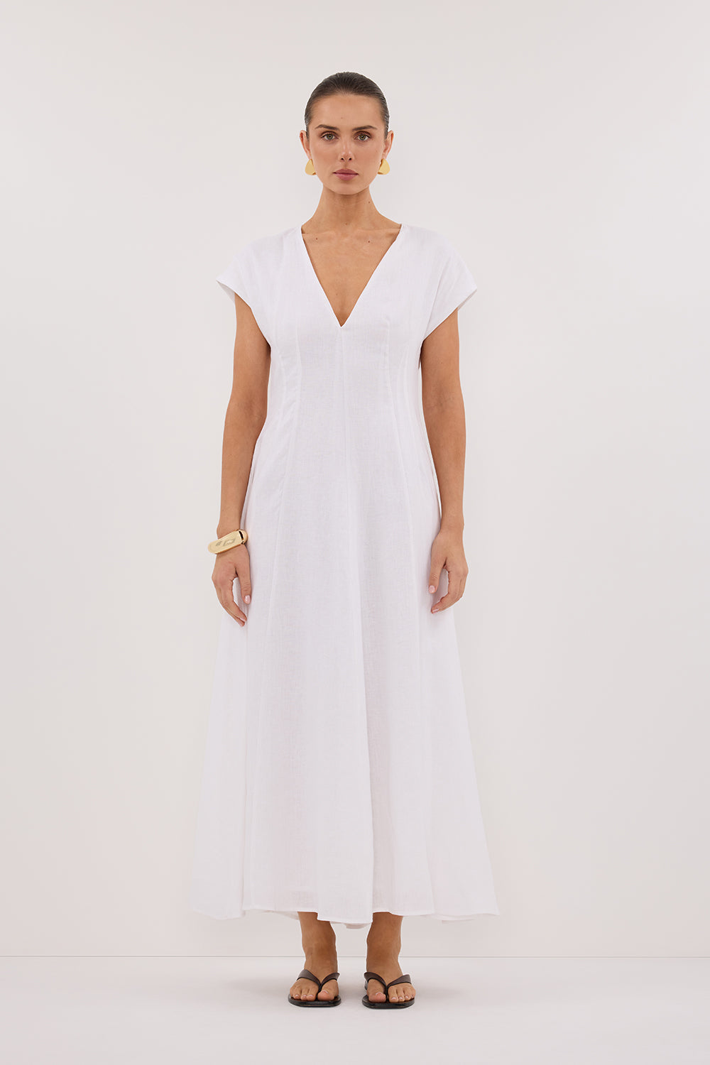 MATISSE WHITE LINEN MIDI DRESS – DISSH