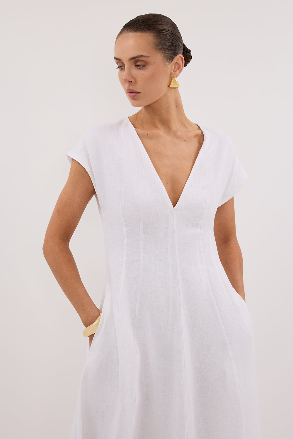 MATISSE WHITE LINEN MIDI DRESS DISSH MATISSE WHITE LINEN MIDI DRESS DISSH