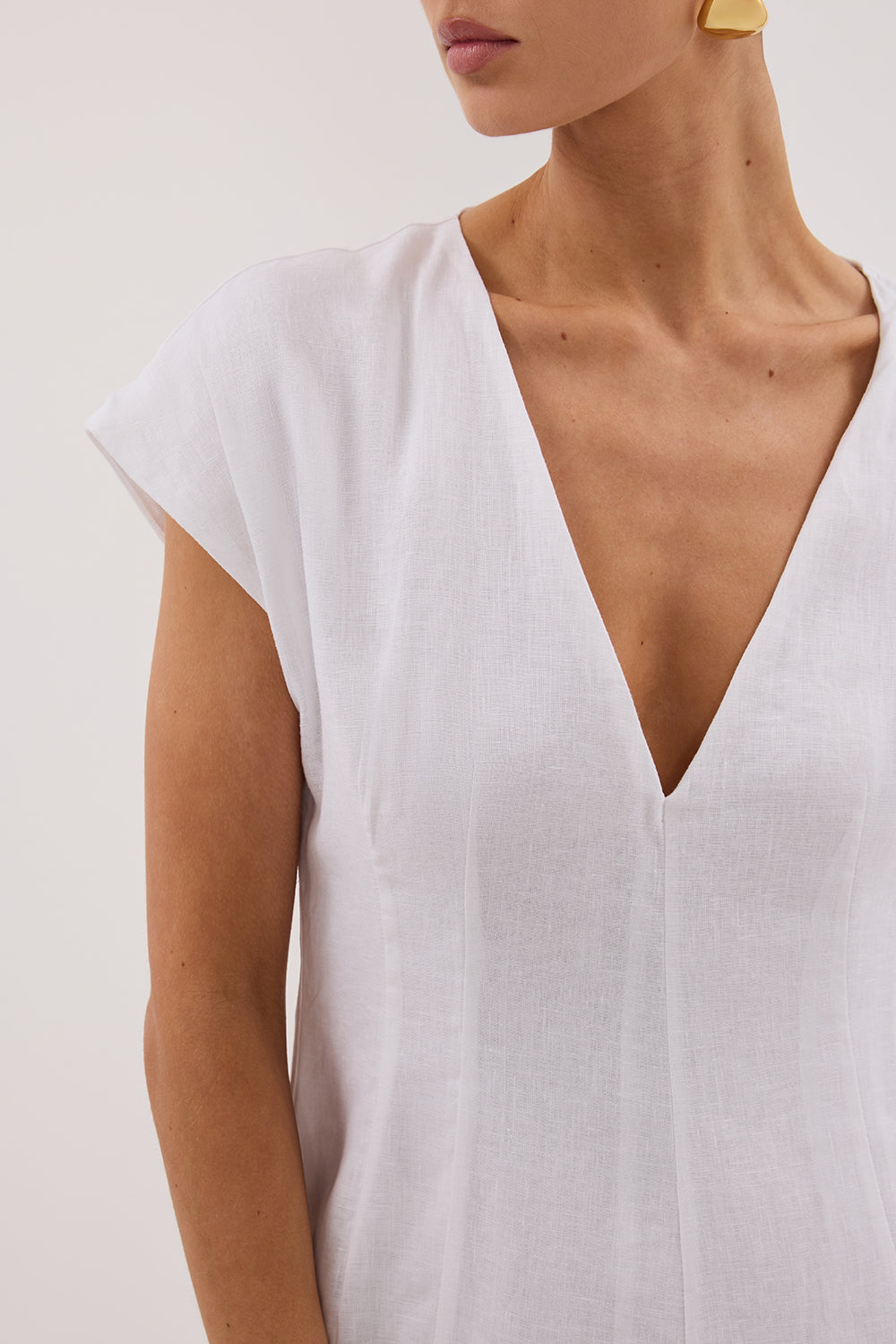 MATISSE WHITE LINEN MIDI DRESS – DISSH