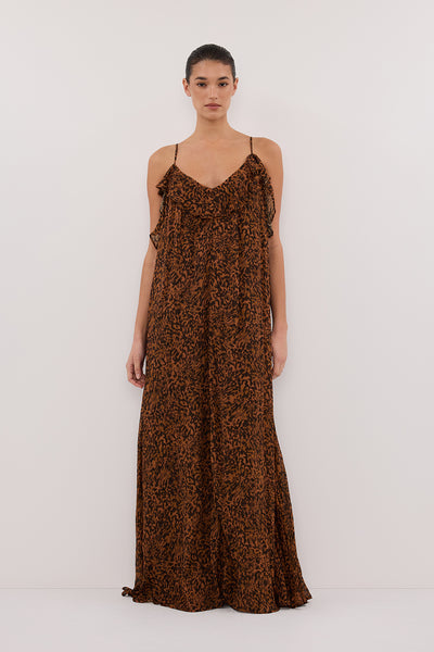 Aude wearing TERRA CAPRI RUST SLEEVELESS MAXI DRESS