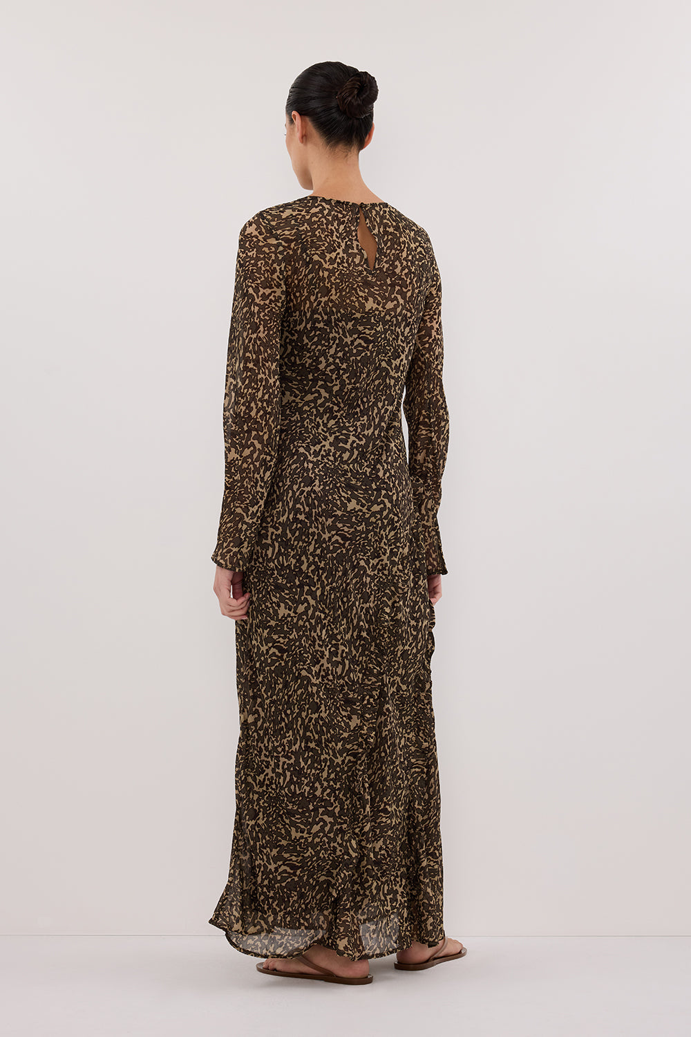 MARVILLA CHOC LONG SLEEVE MAXI DRESS