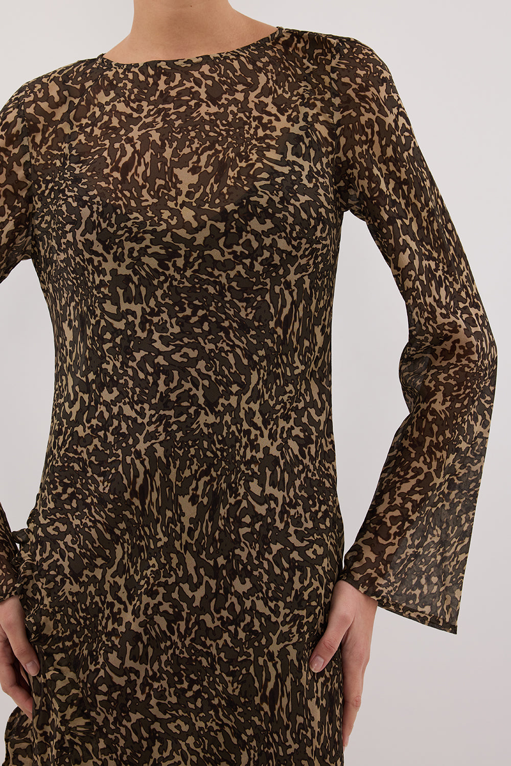 MARVILLA CHOC LONG SLEEVE MAXI DRESS
