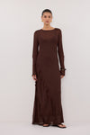 MARISSA CHOC LONG SLEEVE MAXI DRESS