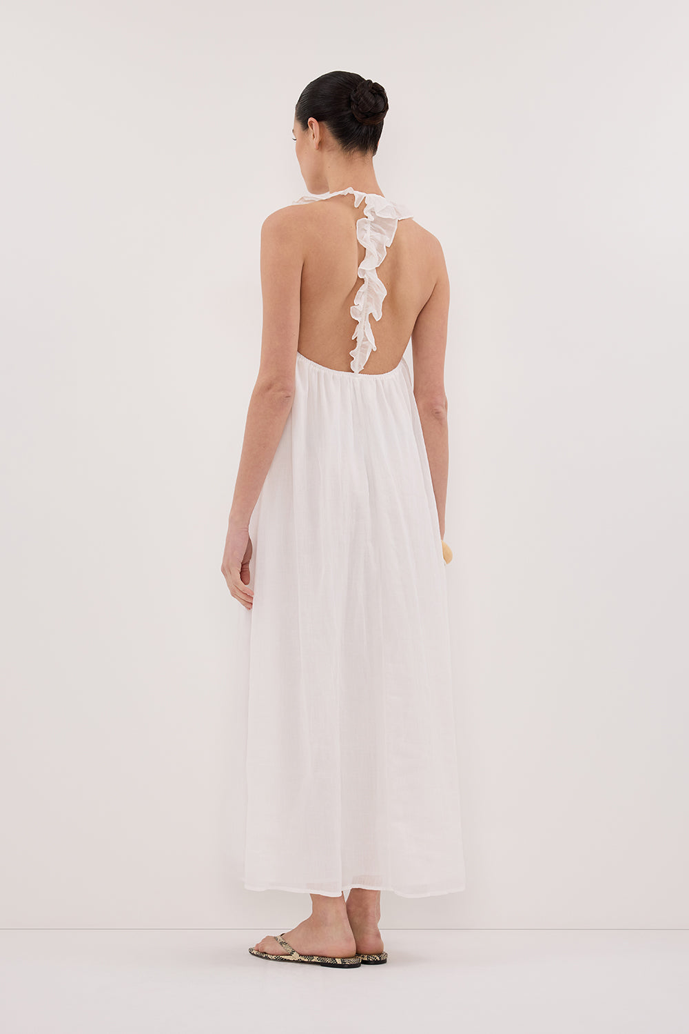 HAZEL WHITE RAMIE SLEEVELESS MIDI DRESS