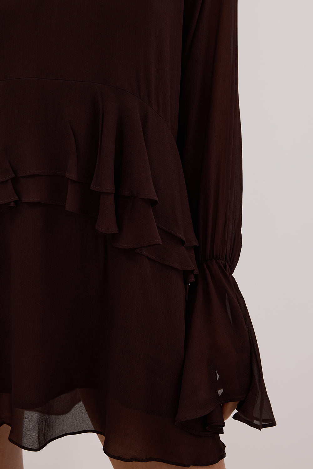 BODHI DARK CHOC LONG SLEEVE MINI DRESS