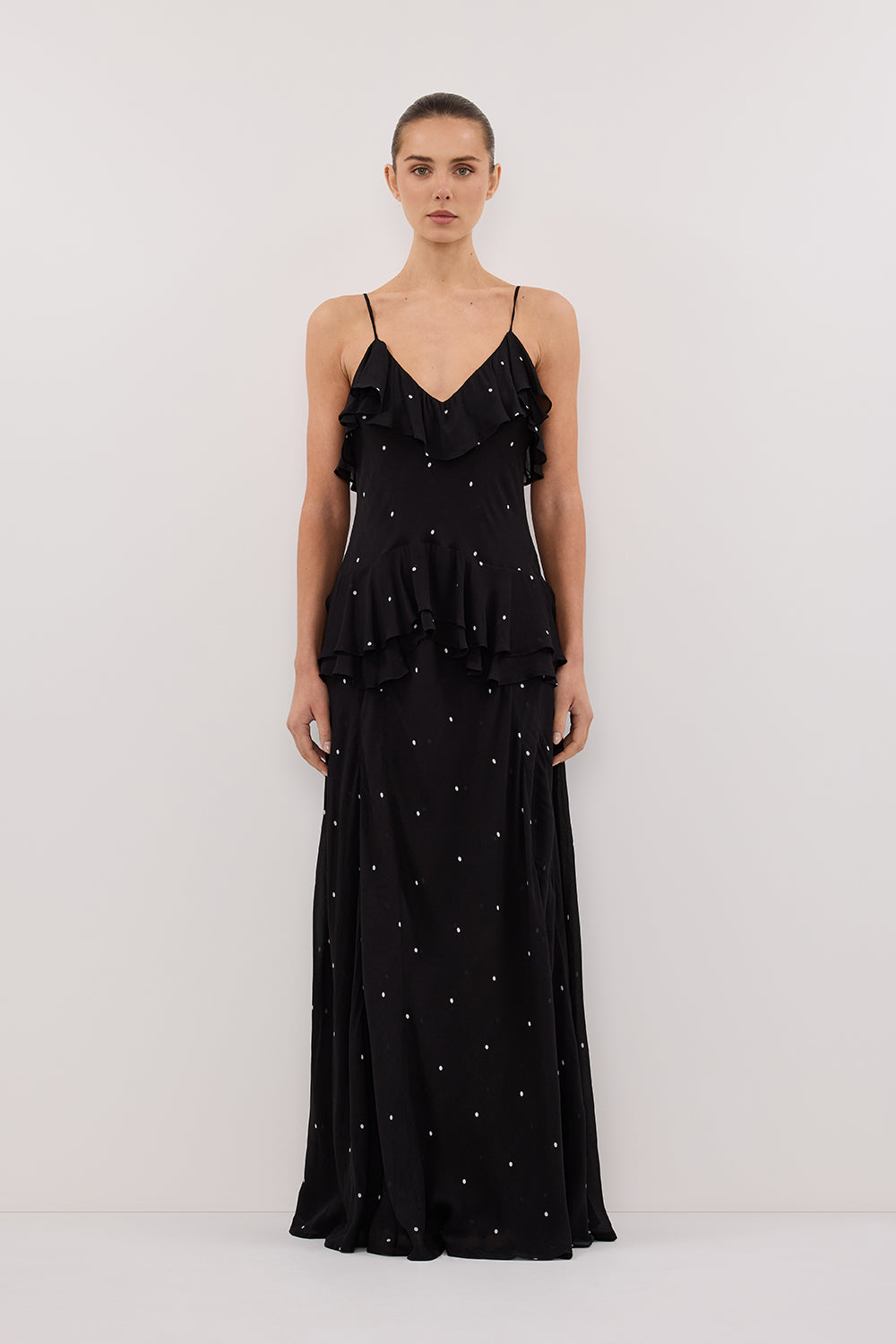 MELROSE BLACK SPOT MAXI DRESS