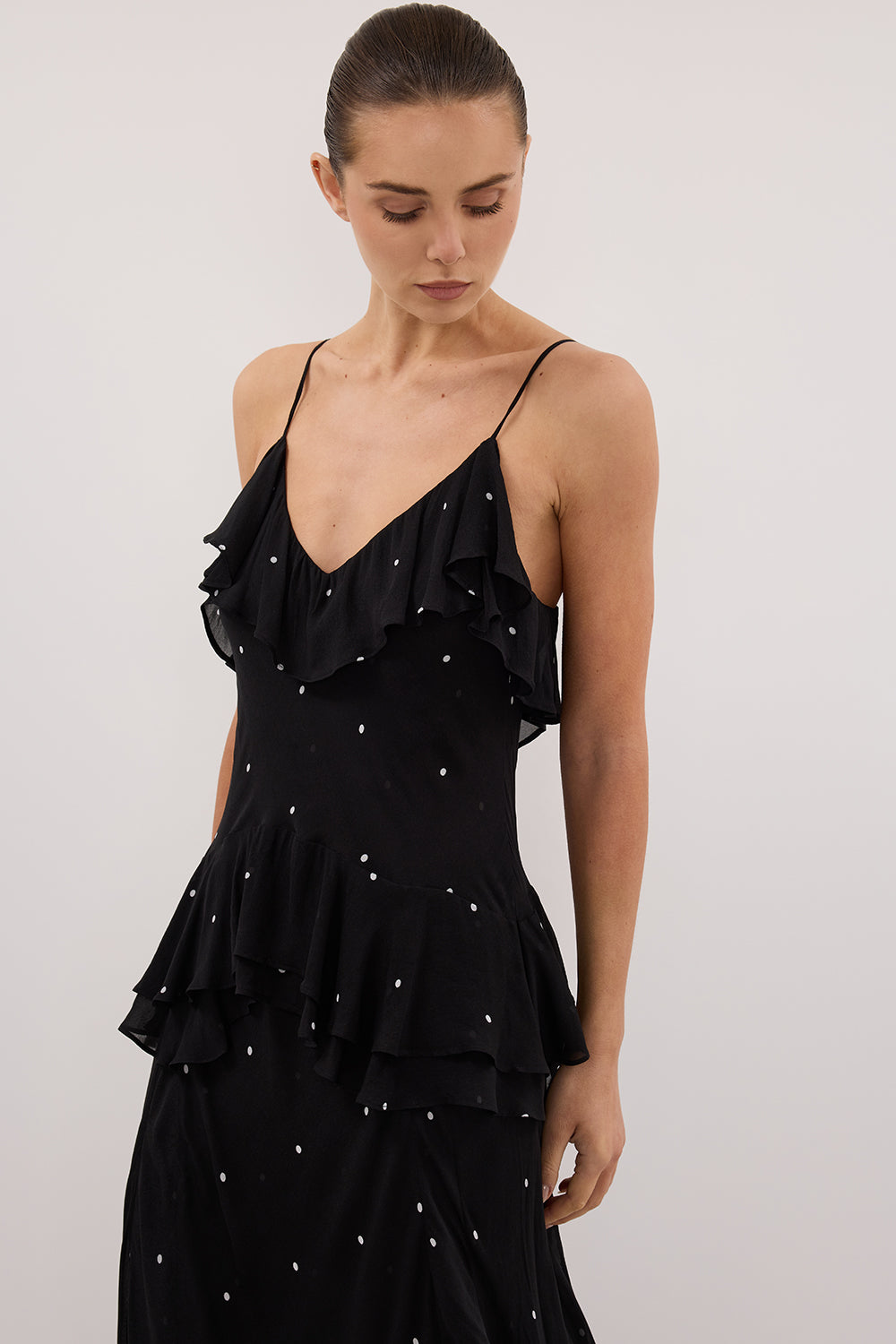 MELROSE BLACK SPOT MAXI DRESS