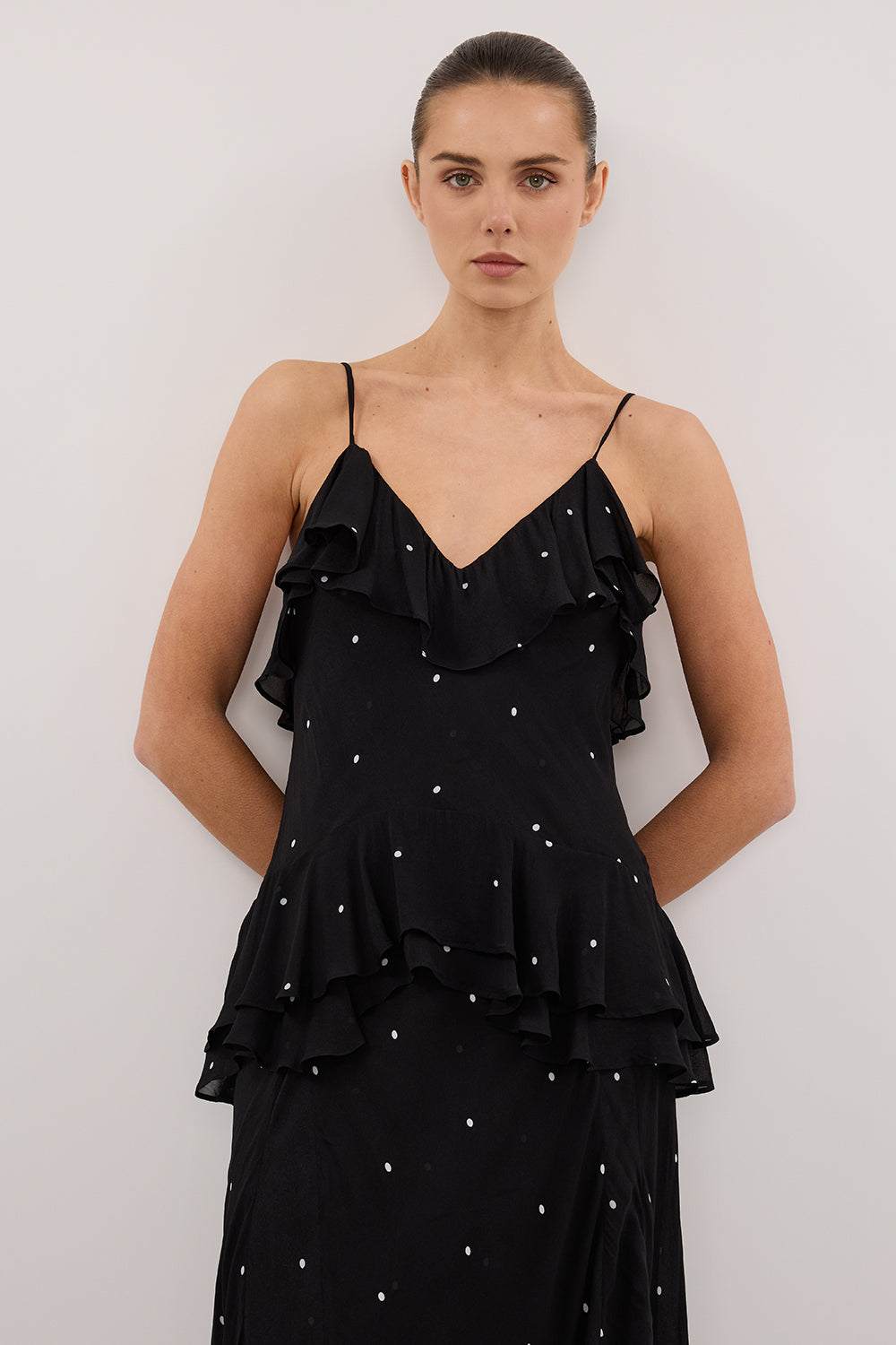 MELROSE BLACK SPOT MAXI DRESS