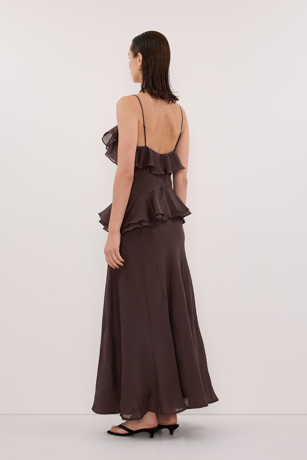 SARA DARK CHOC RAMIE MAXI DRESS