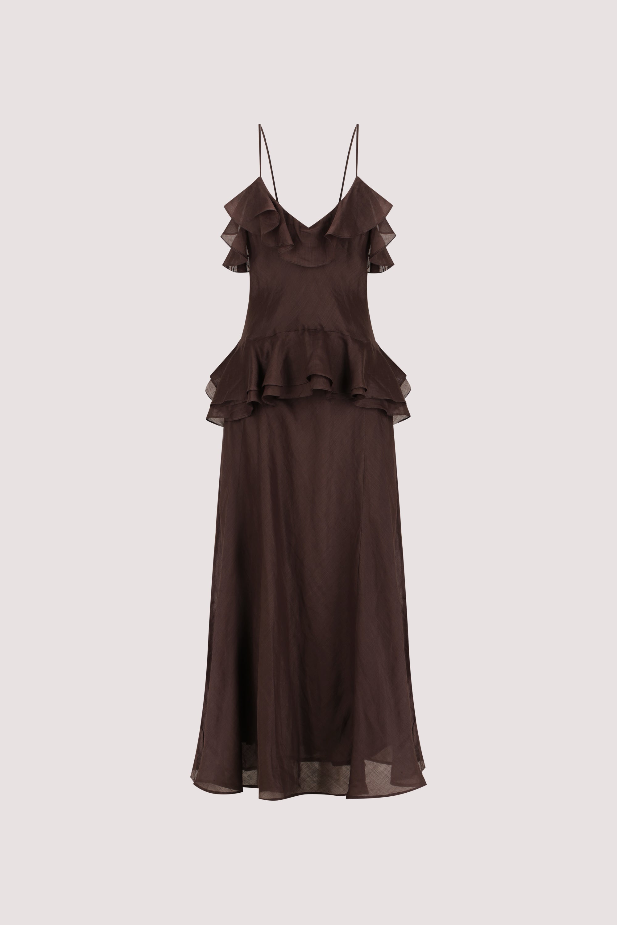 SARA DARK CHOC RAMIE MAXI DRESS