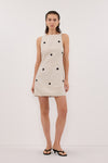 BEVERLY NATURAL SPOT LINEN MINI DRESS