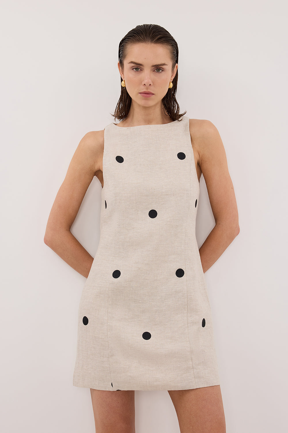 BEVERLY NATURAL SPOT MINI DRESS BEVERLY NATURAL SPOT MINI DRESS