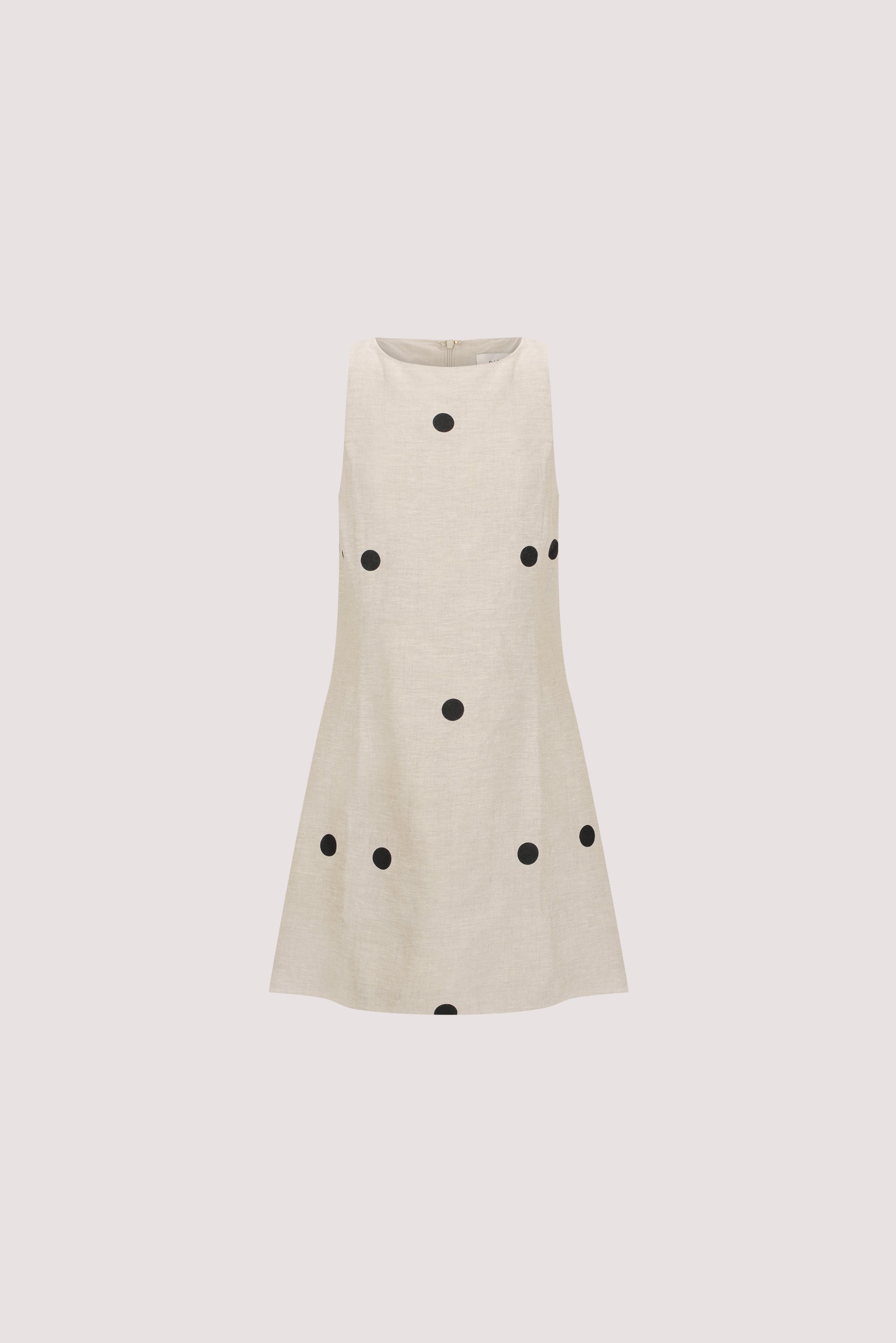 BEVERLY NATURAL SPOT LINEN MINI DRESS