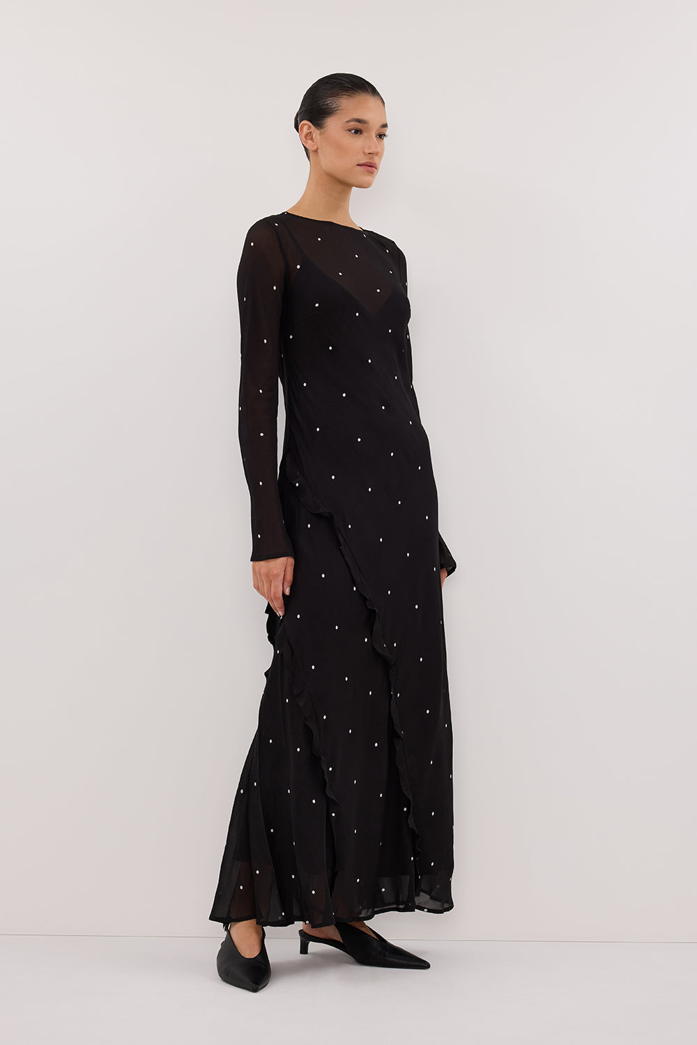 MELROSE BLACK SLEEVE MAXI DRESS – DISSH