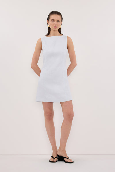 Lacy Linen Mini Dress in Cornflower By DISSH Lacy Linen Mini Dress in Cornflower By DISSH