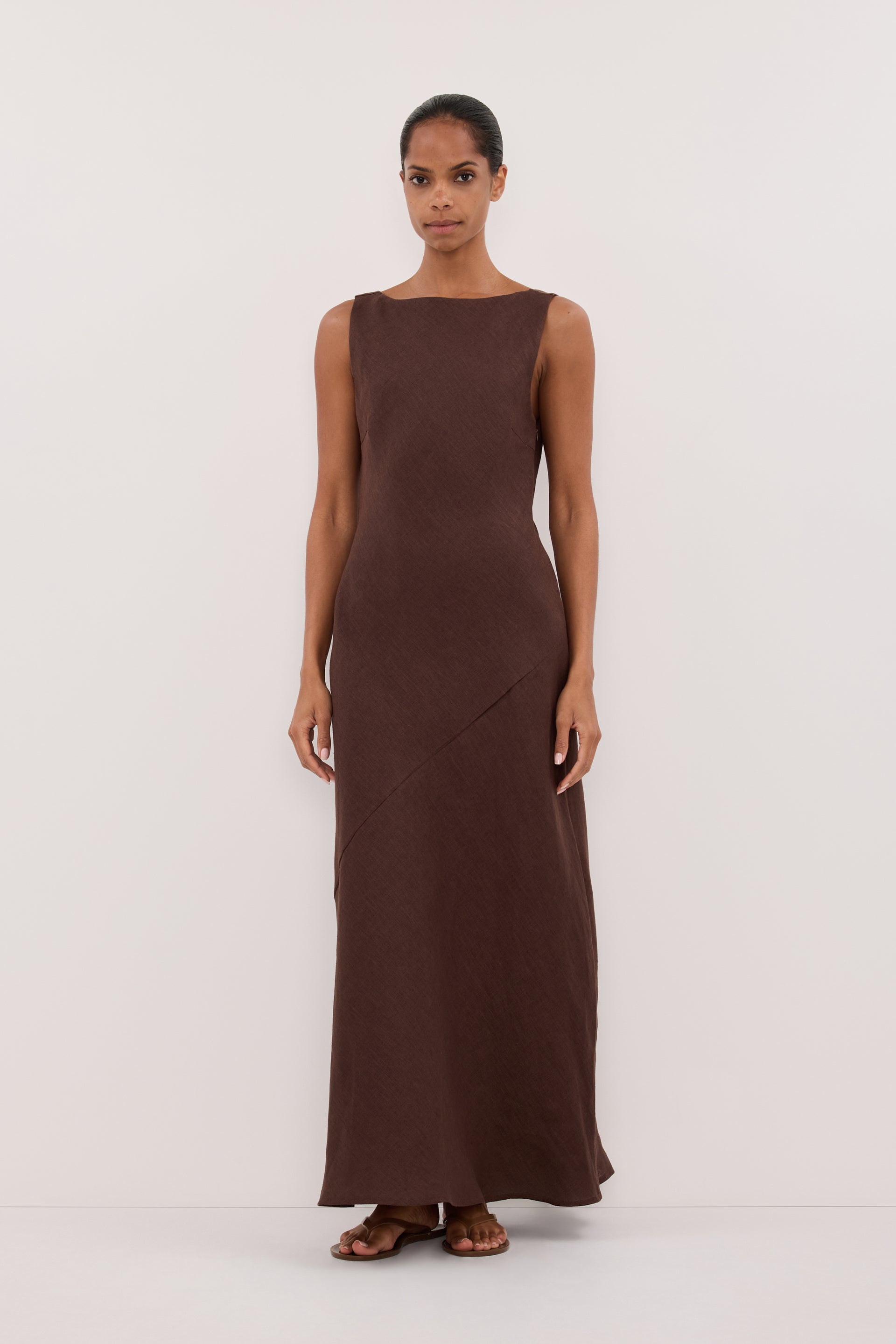 LACY COCOA LINEN MIDI DRESS – DISSH