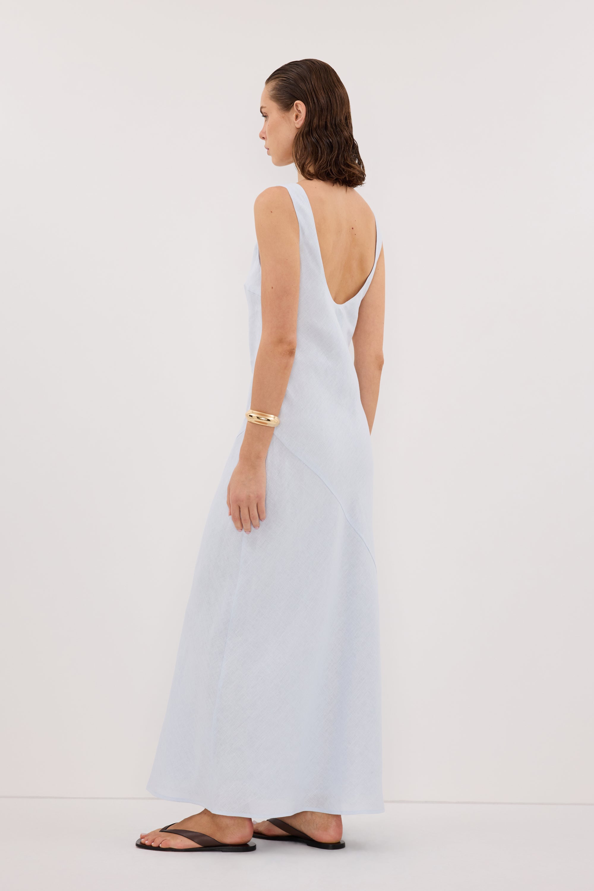 Lacy Sleeveless Linen Midi Dress in Cornflower by Dissh Lacy Sleeveless Linen Midi Dress in Cornflower by Dissh