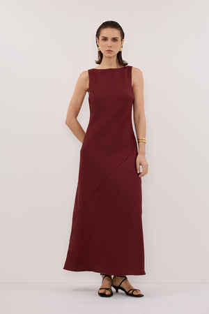 LACY SAHARA SLEEVELESS LINEN MIDI DRESS