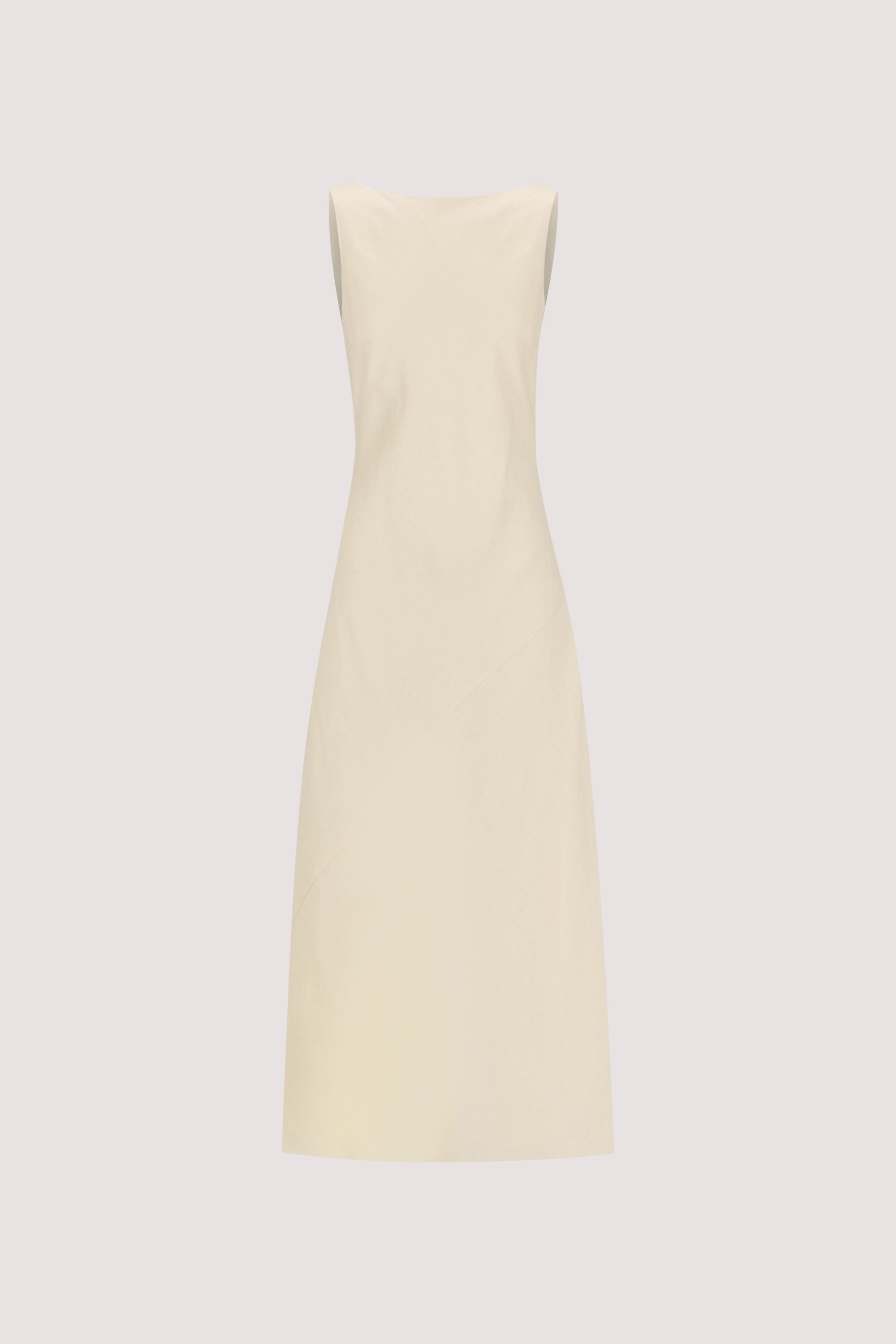 LACY STRAW SLEEVELESS LINEN MIDI DRESS