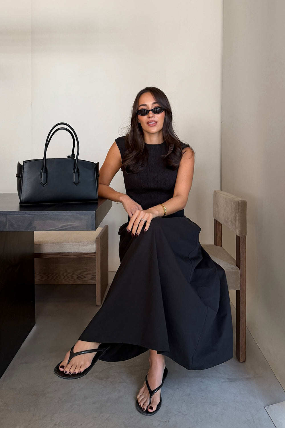RUBI BLACK COTTON MIDI DRESS – DISSH