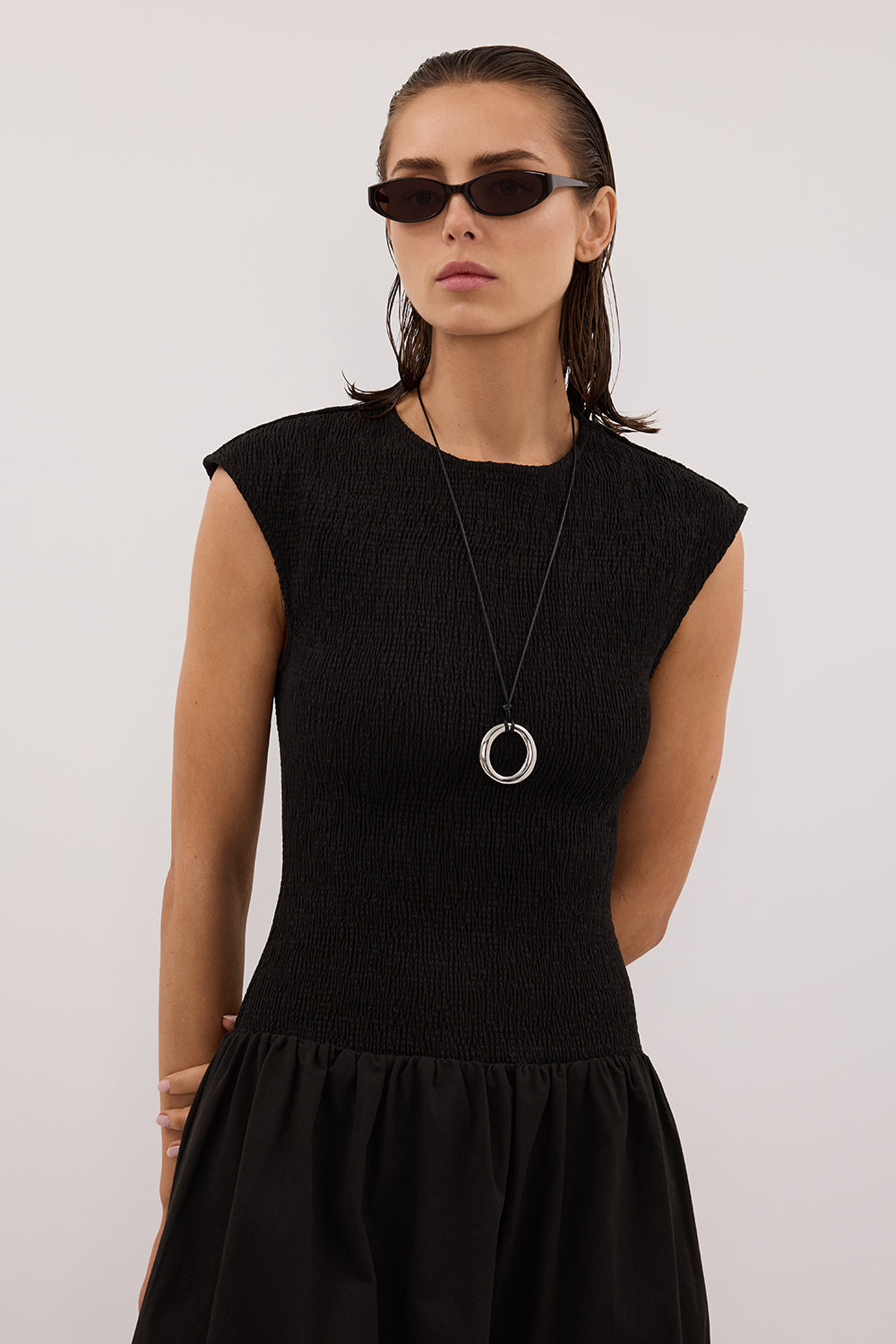 white christmas dresses RUBI BLACK COTTON MIDI DRESS – DISSH