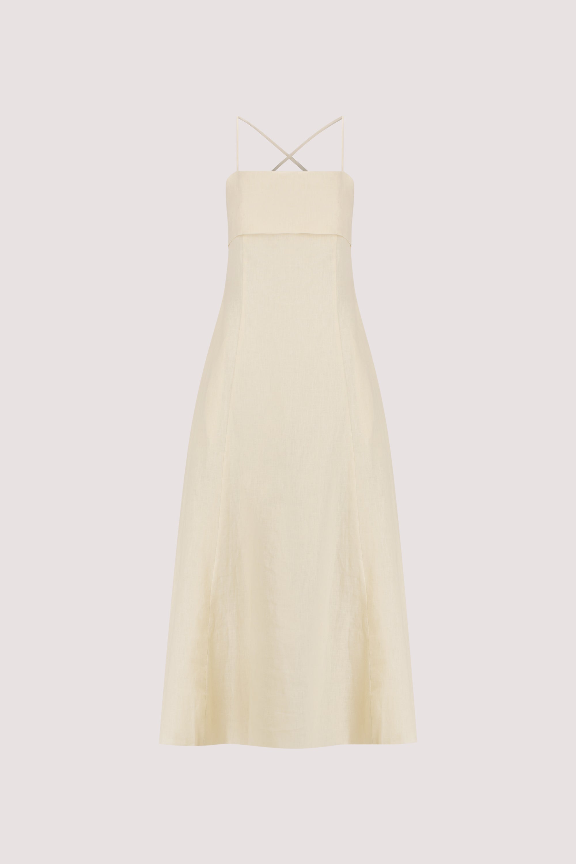 DANIELLA STRAW LINEN TIE BACK MIDI DRESS – DISSH
